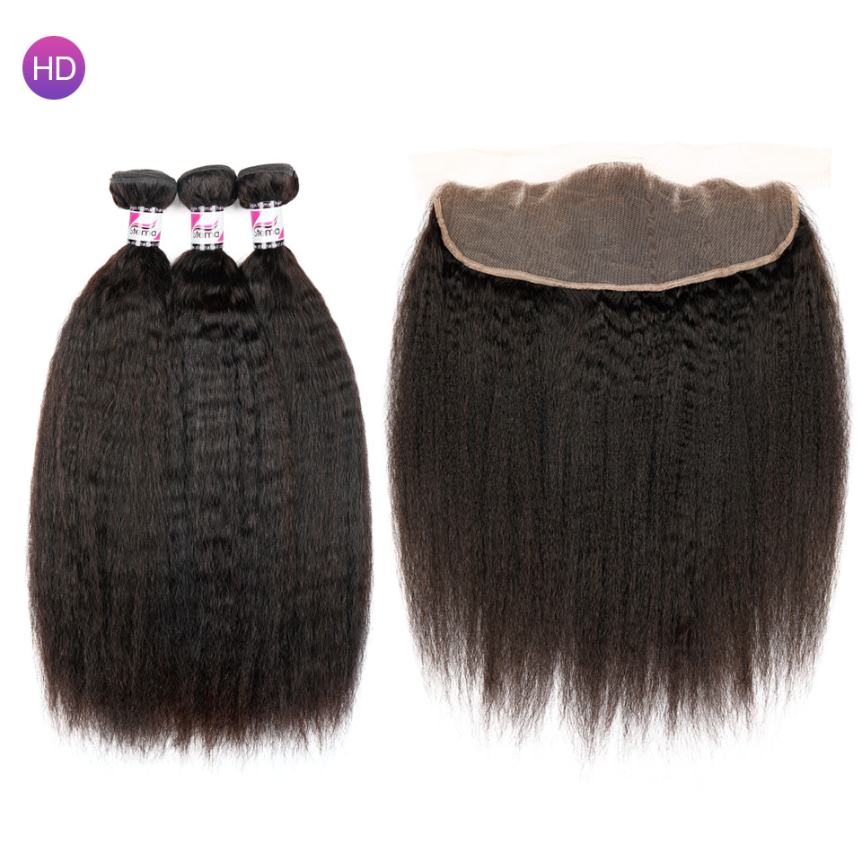 Stema Virgin Kinky Straight Hair With 13x4 HD & Transparent Lace Frontal